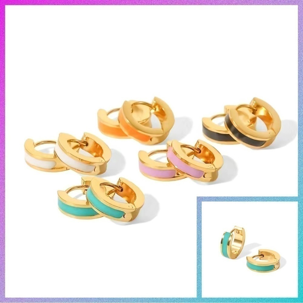 Small Huggie Earrings (Turquoise) #638